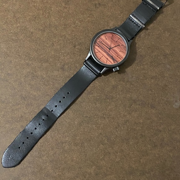 Black with wood grain face komono watch - Picture 1 of 3